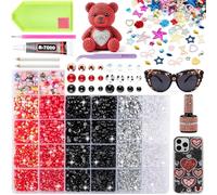 9600Pcs Resin Rhinestones for Bedazzling Kit, 3/4/5/6mm Multicolor Flatback AB Jelly Gems with 15ml B7000 Glue and Tools, Bedazzler Kit for DIY Crafts, Tumblers, Clothing, Shoes, Nail Art (SX181)