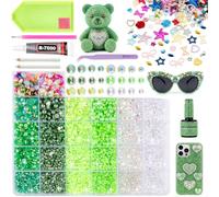 9600Pcs Resin Rhinestones for Bedazzling Kit, 3/4/5/6mm Multicolor Flatback AB Jelly Gems with 15ml B7000 Glue and Tools, Bedazzler Kit for DIY Crafts, Tumblers, Clothing, Shoes, Nail Art (SX183)