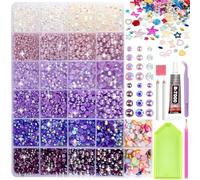 9600Pcs Resin Rhinestones for Bedazzling Kit, 3/4/5/6mm Multicolor Flatback AB Jelly Gems with 15ml B7000 Glue and Tools, Bedazzler Kit for DIY Crafts, Tumblers, Clothing, Shoes, Nail Art (SX180)