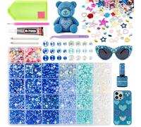 9600Pcs Resin Rhinestones for Bedazzling Kit, 3/4/5/6mm Multicolor Flatback AB Jelly Gems with 15ml B7000 Glue and Tools, Bedazzler Kit for DIY Crafts, Tumblers, Clothing, Shoes, Nail Art (SX182)