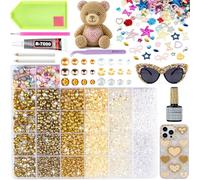 9600Pcs Resin Rhinestones for Bedazzling Kit, 3/4/5/6mm Multicolor Flatback AB Jelly Gems with 15ml B7000 Glue and Tools, Bedazzler Kit for DIY Crafts, Tumblers, Clothing, Shoes, Nail Art (SX179)