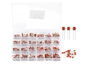 960Pcs High Voltage Ceramic Disc Capacitor Assorted Kit 24 Values x 40Pcs=960Pcs (2pF-0.1uF) with Storage Box 2P 5P 10P 22P CZAOINCU