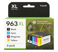 963XL Compatible Ink Cartridges Multipack with Upgraded Chip (4 Pack: Black/Cyan/Magenta/Yellow), Replacement for HP OfficeJet Pro 9010 9012 9013 9014 9015 9016 9018 9019 9020 9022 9025 9026 9028
