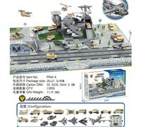 (964 Air Force Base: 12 small cars, 2 small planes, 3 fighter jets, and 1 passenger plane) Aircraft storage military backpack base dinosaur hunting car transport aircraft set children's toy car