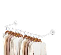 96cm White Industrial Clothes Rack Wall Mounted Garment Hanging Rail