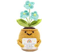 96CRVFT Emotional Support Crochet Positive Forget Me Not Plant Inspirational Women Gifts, Positive Emotional Support Plush Handmade Crochet Plant Cute Stuff Decor Gifts for Women Men Mother Friends