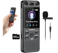 96GB Digital Voice Activated Audio Recorder, 110H Dictaphone with 2.15" Color Screen & External Mic, Vormooi Portable USB-C Tape Recording Device with Playback for Class Lecture Meeting, MP3 Player