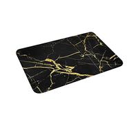 96hh Black Gold Marble Printed Bath Mat, Memory Foam Non Slip Microfiber Absorbent Rug Super Cozy Carpet, 15.7" X 23.5" Size