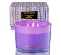 96NORTH Luxury Lavender Soy Candle | Large 3 Wick Jar Candle | Up to 50 Hours Burning Time | 100% Natural Soy Wax | Relaxing Aromatherapy | Housewarming Gift for Women and Men