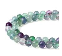 96PCS 6mm Natural Colorful Fluorite Round Loose Gemstone Beads 2 Strand 32" for DIY Bracelet Necklace Earrings Jewelry Making Polishing Genuine Real Stone Beading Crystal