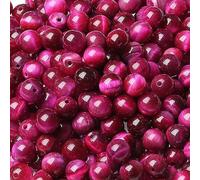 96PCS 8mm Natural Rose Pink Tiger Eye Round Loose Gemstone Beads 2 Strand 32" for DIY Bracelet Necklace Earrings Jewelry Making Polishing Stone Beading Crystal