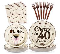96Pcs Espresso Martini 40th Birthday Decorations Cheers to 40 Years Plates and Napkins Disposable Espresso Martini 40th Paper Tableware Sets for Women Cheers to 40 Birthday Party Supplies, Serves 24