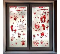 96Pcs Halloween Decorations Window Stickers - Scary Bloody Hands Footprints Eyeballs Skull Window Stickers for Home Bedroom Floor Bathroom Door Decor