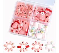 96Pcs Kids Press on Nails-Cute Fake Nails for Girls,Self-Adhesive Stick on Nails with 4 Fun Themes,Short Full Cover False Nails,False Nails for Kid Women Girls Nail Art Patches (TD200-1)