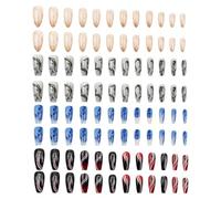96Pcs Press On Nails Set, Simple Long False Nails with Glossy Finish, Multiple Shapes, Press On Nailss Long for DIY Nail Art, Womens Fake Nail Sets for Daily Wear Art Styling