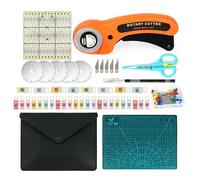 96pcs Rotary Cutter Set,Quilting Kit Include 45mm Fabric Cutter with 5 Extra Blades,Patchwork Ruler, Needles, Clips & Pins for Sewing, Scrapbooking, Leather Dressmaking