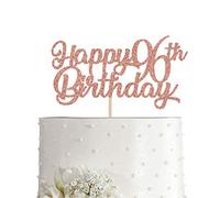96th Birthday Cake Topper, Rose Gold Glitter Cheers To 96 Years Party Decoration, Supply