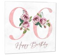 96th Birthday Card for Women - Floral 96th Birthday Cards for 96 year old woman Ninety Six, Ninety Sixth Ladies Nan Grandma Mum Aunt Sister Mom Friend