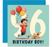96th Birthday Cards for Men - Balloon Boy - Happy Birthday Card for 96 Year Old Man Uncle Grandad Uncle in Law Step Dad, 145mm Bday Greeting Cards