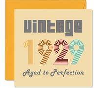 96th Birthday Cards for Men Women - Vintage 1929 Aged To Perfection - 96 Birthday Card Funny for Her Him, 145mm Greeting Cards Great Grandad Grandma Granny Nanny Nan