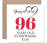 96th Birthday Cards for Women Men - Young at Heart - Happy Birthday Card for 96 Year Old Woman Man Nan Auntie Wife Uncle, 145mm Bday Greeting Cards