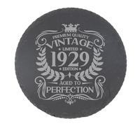 96th Birthday Gift for Men Vintage 1929 Aged to Perfection Engraved Slate Coaster Present for 96 Year Old Etched Natural Slate Placemat (Round Slate)