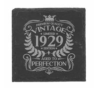 96th Birthday Gift for Men Vintage 1929 Aged to Perfection Engraved Slate Coaster Present for 96 Year Old Etched Natural Slate Placemat (Square Slate)