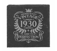 96th Birthday Gift for Men Vintage 1930 Aged to Perfection Engraved Slate Coaster Present for 96 Year Old Etched Natural Slate Placemat (Square Slate)