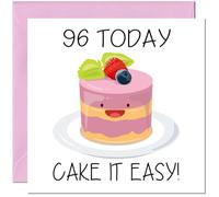 96th Cute Birthday Card for women girls Cake it easy Birthday Card for 96 Year old Woman Ladies Grandma Nan Mum Aunt Nan Friend Sister Ninety Six, Ninety Sixth Nanny