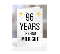 96th Wedding Anniversary Card, of being Mr Right, Gifts for Husband, Boyfriend, Fiance, Couple, Ideas, Men, Him, Male, Presents for Christmas, 96 years, A5-176b_96