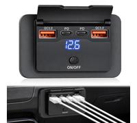 96W 12V USB Outlet Panel Wall Mount, Dual QC PD Fast Charging Socket | 12V USB Wall Socket with Multiple Ports, Fits Cars Trucks RVs and Marine Vehicles with Display Screen