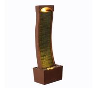 Teamson Home 97.9 cm Indoor/Outdoor Modern Curved Faux Slate Waterfall Fountain with LED Lights, Red Rock