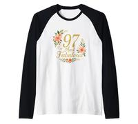 97 And Fabulous Floral 97th Birthday Celebration Funny Raglan Baseball Tee