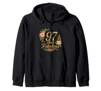 97 And Fabulous Floral 97th Birthday Celebration Funny Zip Hoodie