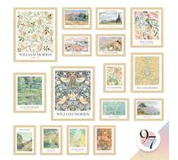 97 Decor 11x14in 16 Pcs William Morris Wall Art Decor - Large William Morris Prints For Wall Decor, Vintage Eclectic Decor Aesthetic Pictures, Floral Posters Gallery Wall Posters (Unframed)