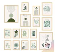 97 Decor 16 Pcs Sage Green Wall Art Prints - Sage Green Posters For Room Aesthetic Pictures, Cozy Boho Paintings Matisse Wall Art, Eclectic Gallery Wall Decor For Bedroom Dorm Decorations (Unframed)