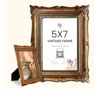 97 Decor 5x7 Antique Picture Frame - Gold Vintage Picture Frames 5x7, Ornate Frames 5 X 7 With Glass Front For Tabletop Photo Display And Wall Hanging, Victorian Poster Frame 5 By 7