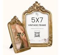 97 Decor 5x7 Vintage Picture Frame - Elegant Antique Frames 5x7 With Glass Front, Fancy Ornate Gold Frame 5 X 7 For Tabletop And Wall Mounting, Victorian Photo Frames For Walls Hanging