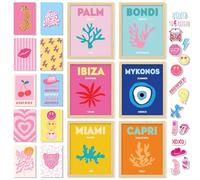 97 Decor Beach Preppy Room Decor Aesthetic - Preppy Posters for Bedroom, Cute Preppy Pictures Wall Decor, Pink Preppy Art Prints, Beachy Room Decor for Teen Girls College Dorm Decorations (Unframed))