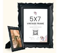 97 Decor Black Gothic Picture Frame 5x7 - Vintage Picture Frames 5x7, Victorian 5 x 7 Frame, Halloween Goth Photo Frames With Glass Front For Tabletop And Wall Hanging, Gothic Wall Decor For Home
