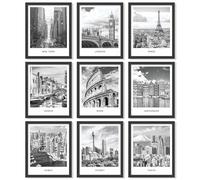 97 Decor Black White City Wall Art Print - Cityscape Pictures, Famous Architecture Landscape Artwork Wall Decor, European Buildings Poster, New York Skyline Photo (8x10 UNFRAMED)