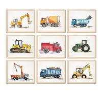 97 Decor Construction Room Decor For Boys - Toddler Boy Room Decor, Truck Wall Art For Kids Room, Car Pictures Wall Decor For Bedroom Playroom, Vehicle Tractor Prints Nursery Posters (Unframed)