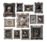 97 Decor Dark Academia Wall Art - Dark Academia Decor For Bedroom, Vintage Gothic Wall Art Prints Witchy Posters, Moth Skull Painting Gothic Home Decor Aesthetic, Moody Halloween Pictures (Unframed)