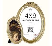 97 Decor Gold Oval Frame 4x6 - Gold Vintage Picture Frames 4x6, Antique Ornate Frames 4 X 6 With Glass Front For Tabletop Photo Display And Wall Hanging, Golden Rose Frame 4 By 6