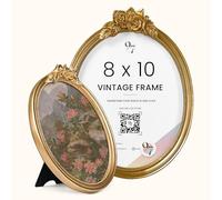 97 Decor Gold Oval Frame 8x10 - Gold Vintage Picture Frames 8x10, Antique Ornate Frames 8 X 10 With Glass Front For Tabletop Photo Display And Wall Hanging, Golden Rose Frame 8 By 10