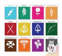 97 Decor Greek Mythology Wall Art, 12 Gr od Prints, 8x10 | Apollo, Athena, Poseidon and Aphrodite posters, ancient Greek theme decor, unframed cardstock prints
