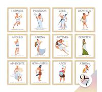 97 Decor Greek Mythology Wall Art, 12 Pcs God Posters, 8x10 Unframed | 12 prints at 8x10, athena, poseidon and aphrodite art, greek theme party, bedroom and office decor