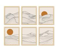97 Decor Japandi Home Decor - Minimalist Japanese Wall Art, Japandi Style Decor, Mountain Line Art Wall Decor Boho, Minimalistic Posters Japanese Decorations, Rising Sun Bedroom Print (8x10 UNFRAMED)