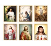 97 Decor Jesus Pictures for Wall - Christ Poster, Sacred Heart Wall Art Prints, Catholic Religious LDS God Portrait Paintings (8x10 Unframed)