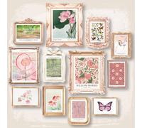 97 Decor Pink Coquette Room Decor Aesthetic - Eclectic Wall Art, Vintage Coquette Decor, Green and Pink Eclectic Decor, Coquette Posters Maximalist Gallery Wall Prints for Home Bedroom (Unframed)